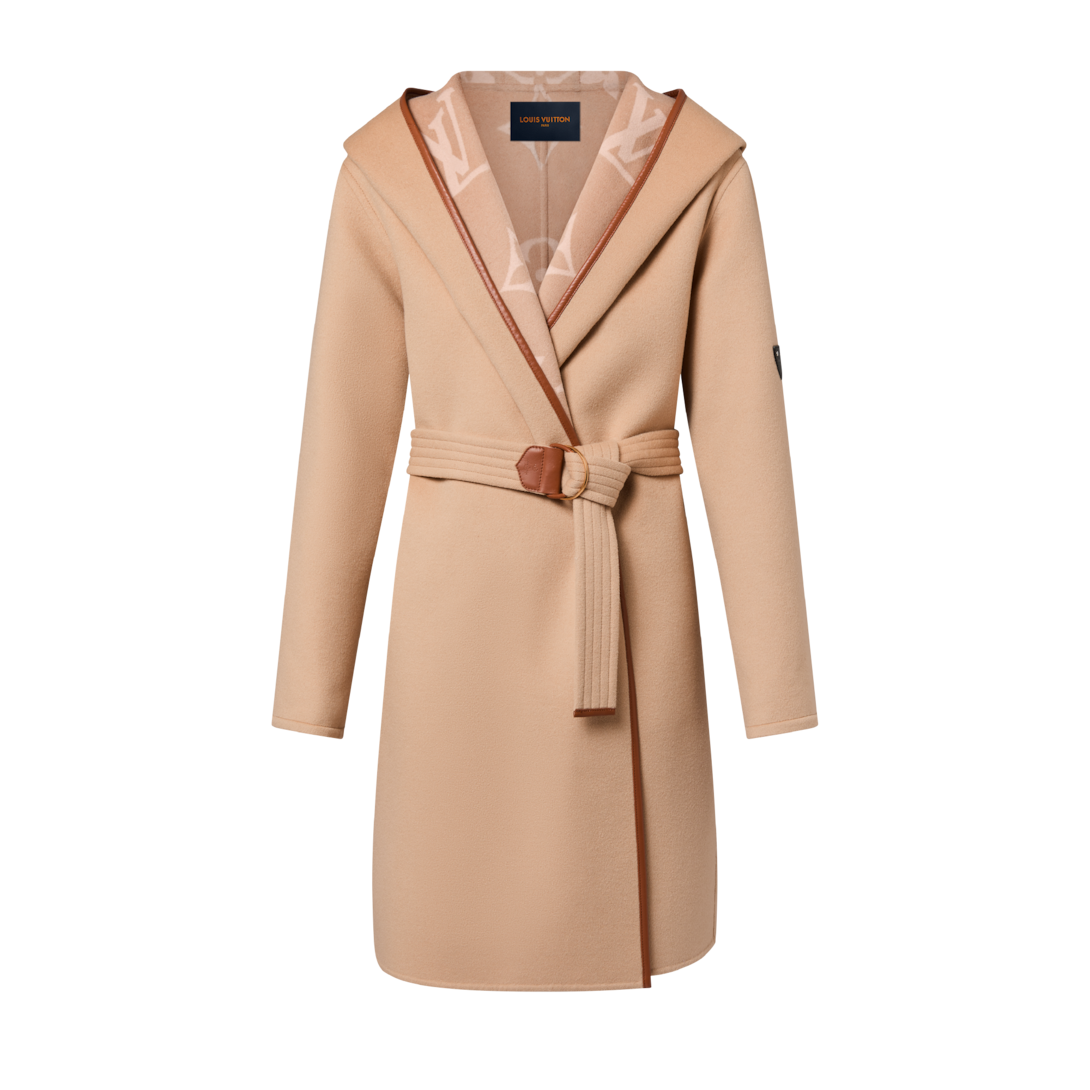 Belted Double Face Hooded Wrap Coat - Luxury Coats and Jackets